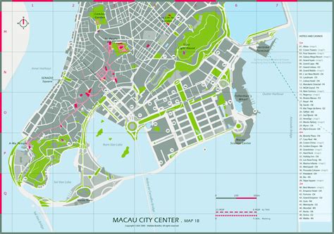 Large hotels and casinos map of central part of Macau | Macau | Asia | Mapsland | Maps of the World