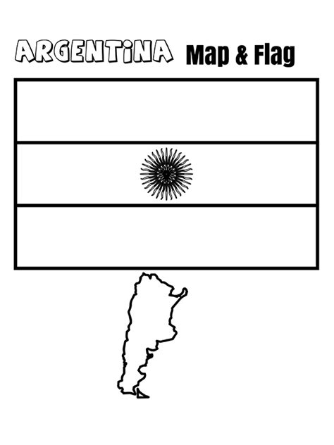 Argentina Flag and Map Coloring Page - Free Printable Coloring Pages for Kids