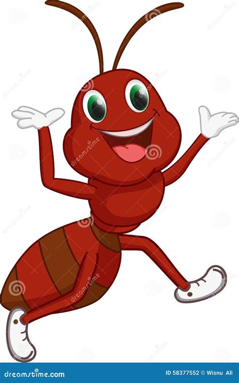 Happy ant cartoon stock vector. Illustration of animal - 58377552