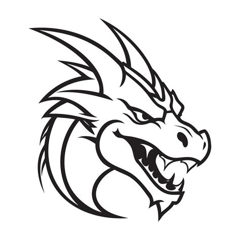 Dragon head black and white vector icon 25355203 Vector Art at Vecteezy