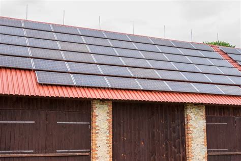 Solar Panels on the Roof of the Barn Stock Image - Image of future, pile: 251870875