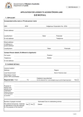 Fillable Online lands wa gov Application form - General - Department of ...