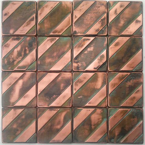 Decorative Handmade Metal Tiles - Set of 16 - MyMetalCraft – Copper tiles backsplash metal wall art