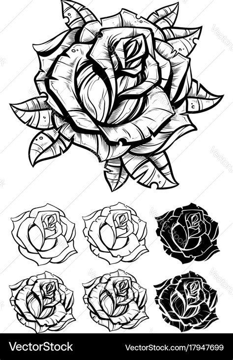 Black and white graphic realistic detailed rose Vector Image