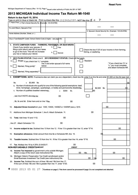 Printable Michigan Tax Forms