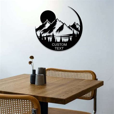 Personalized Moon Mountain Sign Mountain Camping Custom Metal Sign Outdoor Sign Housewarming ...