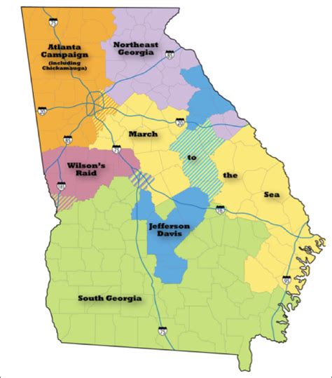 Civil War Georgia Map - Detailed Map