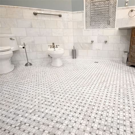 White Mosaic Marble Bathroom Floor | Floor Roma