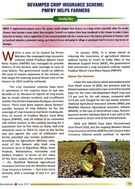 Kurukshetra: Revamped Crop Insurance Scheme-PMFBY under Helps Farmers (01-07-2017) - AFEIAS