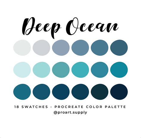 Ocean Blue Eye Colors Procreate Color Palette: Face Portrait Art Warm Natural Nature Calm Cute ...