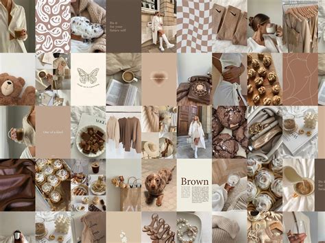 Photo Wall Collage Kit Brown Beige Aesthetic set of 75 - Etsy