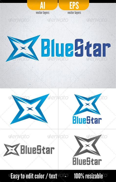 Blue Star - Logo Template #GraphicRiver Vector* Logo in 3 formats: Print Fonts, Logo Fonts ...