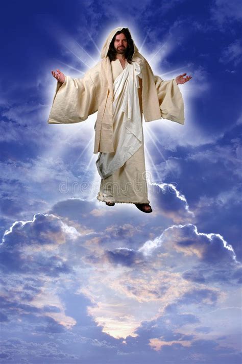 Jesus on a Cloud. Taken up to heaven after his resurrection according ...