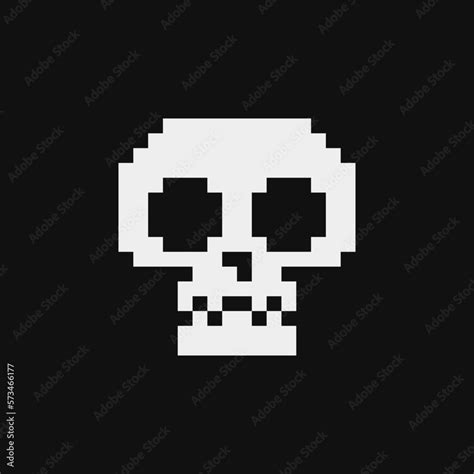 Human skull pixel art icon, isolated on white background vector illustration. 8-bit sprite ...