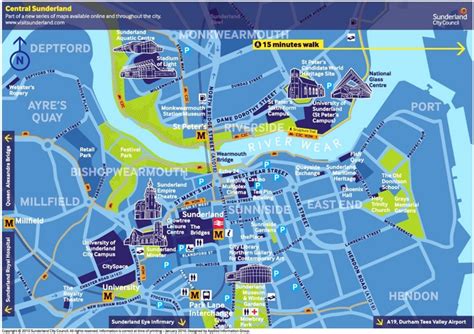 Central Sunderland travel map - Ontheworldmap.com