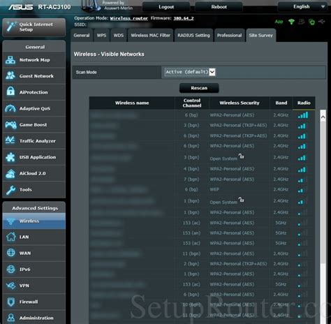 Asus RT-AC3100 Asuswrt-Merlin Screenshot WirelessSiteSurvey