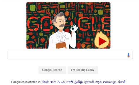 Google Designs Peppery Doodle To Observe Wilbur Scoville's 151st Birthday