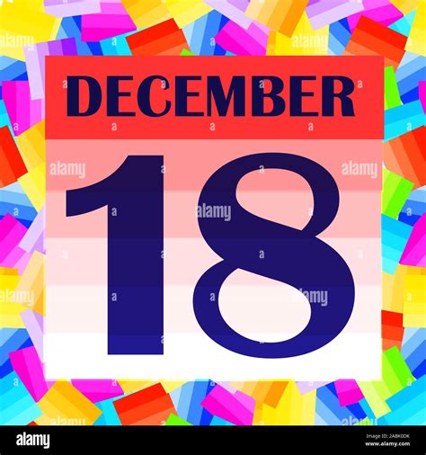 December 18 icon. For planning important day. Banner for holidays and special days. Eighteenth ...