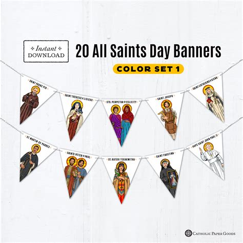 All Saints Day Banners Set 1, Color Saint Banners, Printable Banner ...