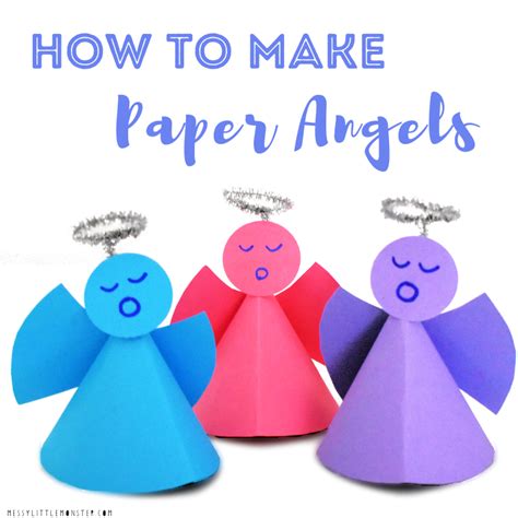 How to make paper angels + paper angel template - Messy Little Monster