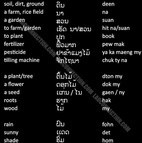 Laoconnection.com: Lao Language: Gardening Words