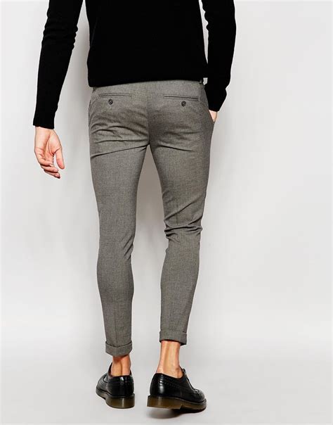 Lyst - Asos Super Skinny Smart Cropped Trousers in Gray for Men