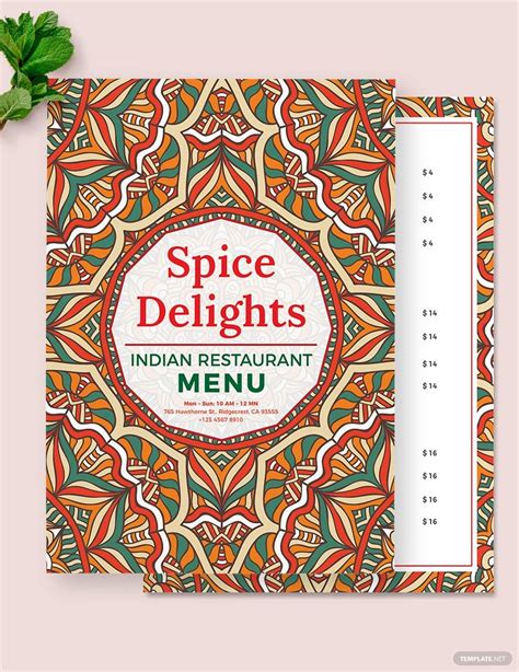 Indian Restaurant Menu Design Template