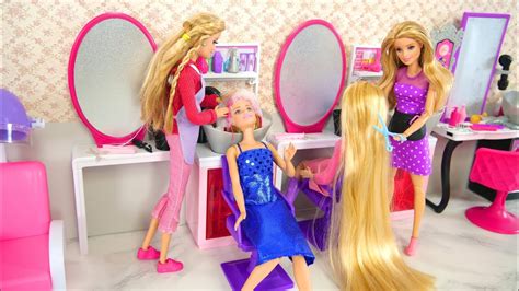 Barbie Doll Hair Salon for Sparking Hair Salon rambut boneka Barbie Salão de cabeleireiro - YouTube