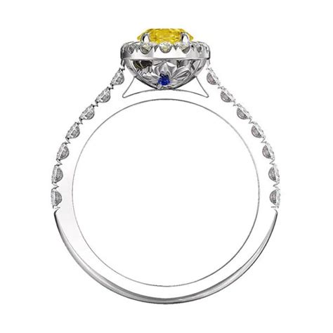 Oval Yellow Diamond Halo Ring | Hidden Blue Sapphires