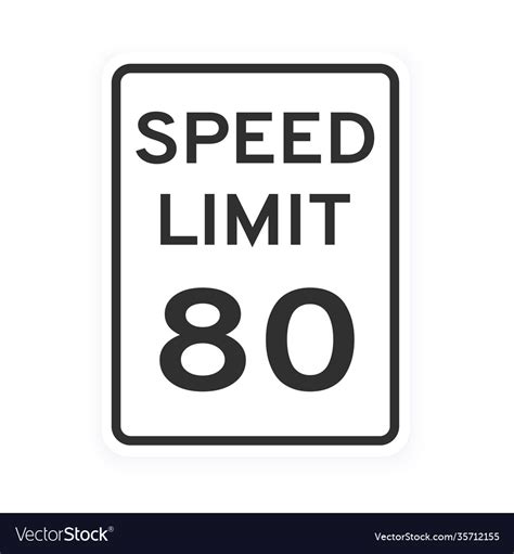 Speed limit 80 road traffic icon sign flat style Vector Image