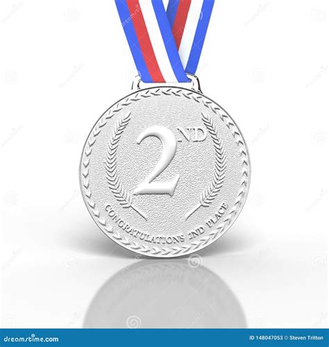 3D Rendered 2nd Place Silver Medal Award Stock Illustration - Illustration of circle, background ...