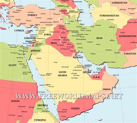 Middle East map – Freeworldmaps.net