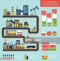 Modern Industrial Flat Infographic Background. Stock Clipart | Royalty ...