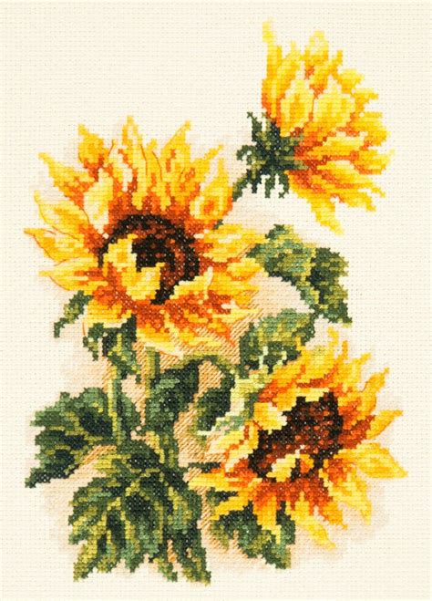 Three Sunflowers Counted Cross Stitch Kit by Magic Needle — Cross Stitch Boutique | Вышитые ...