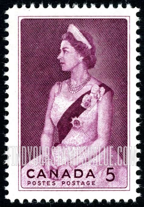 Elizabeth II 5c Claret stamp price, value