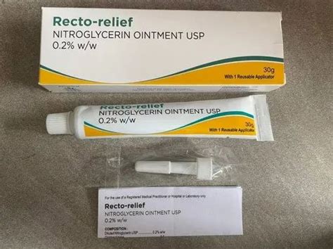 Recto-Relief Nitroglycerin Ointment 30 G - EXPORT ONLY, Prescription at Rs 1200/tube in Vadodara