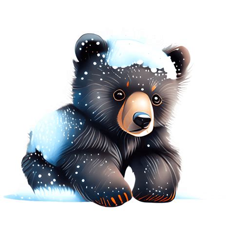 Snow Covered Baby Black Bear · Creative Fabrica