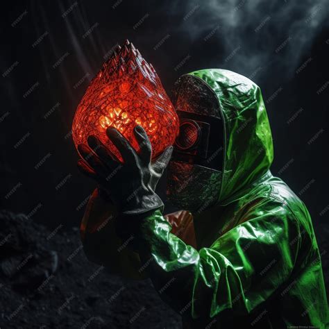 Premium AI Image | Chernobyl mask man with glowing stone