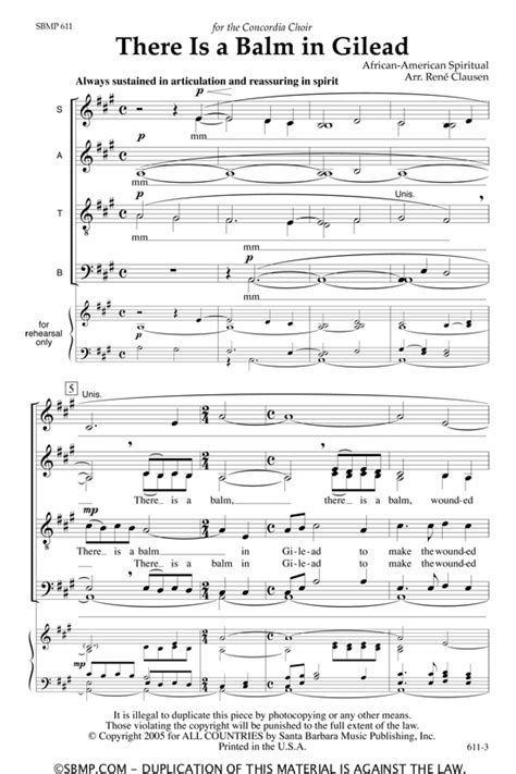 There Is A Balm In Gilead Sheet Music by Rene Clausen (SKU: SBMP611) - Stanton's Sheet Music