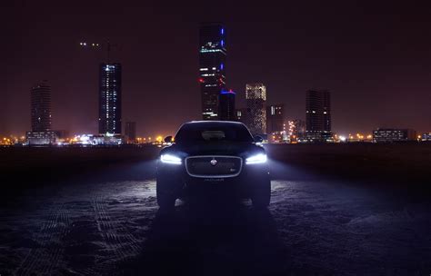 wallpaper jaguar f-pace, jaguar, suv, luxury, lights, night city HD ...