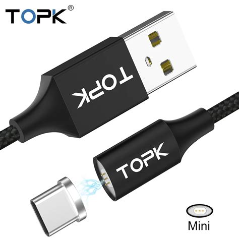 TOPK F Mini2 Magnetic Cable USB Type C Cable Nylon Braided LED ...