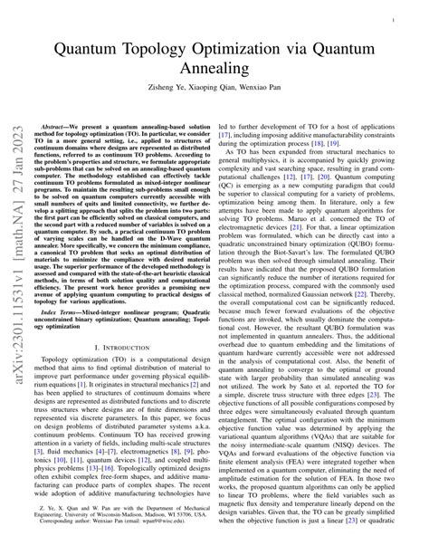 (PDF) Quantum Topology Optimization via Quantum Annealing