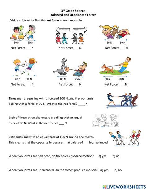 Physical Science Balanced And Unbalanced Forces Worksheet - Scienceworksheets.net