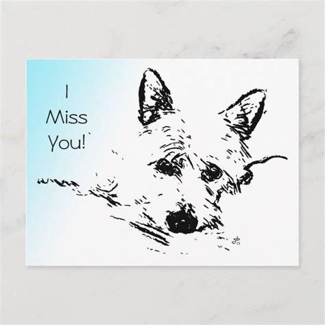 I Miss You! Westie Digital Photo Art Ink Sketch Postcard | Zazzle