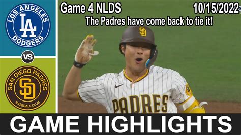 San Diego Padres vs Los Angeles Dodgers NLDS Game 4 (10/15/22 ...