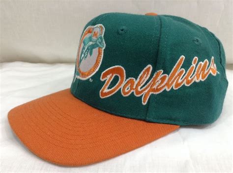 Miami Dolphins Script Snapback Hat Logo Pro Line Authentic Cap NFL # ...