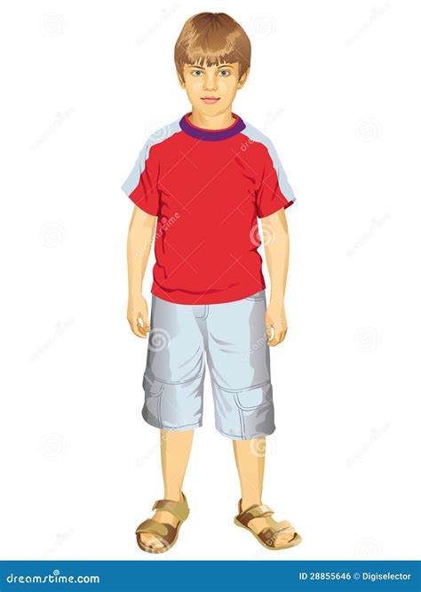 Little Boy Standing Vector Illustration Stock Vector - Illustration of portrait, look: 28855646