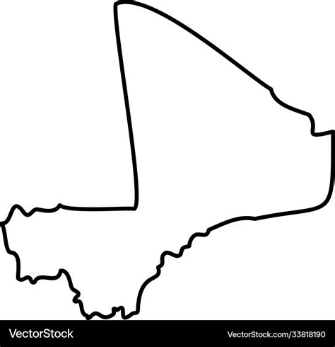 Mali - solid black outline border map country Vector Image