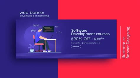 Software Course Banner - Web Banner Design in Illustrator cc Banner Advertising, Creative ...