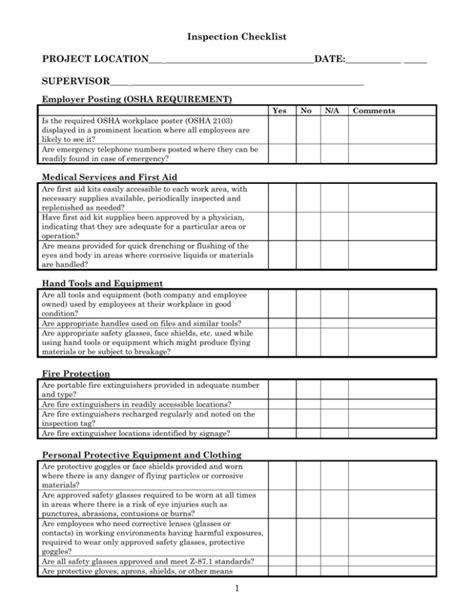 OSHA Compliance Checklist